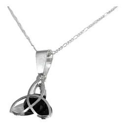 Collar Dije Triqueta Plata 925 Zirconia Negra Artesanal - Imagen 1