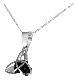 Collar Dije Triqueta Plata 925 Zirconia Negra Artesanal - Imagen 1