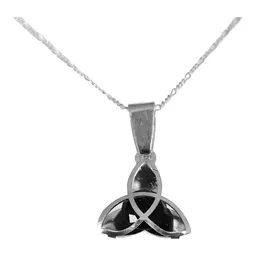 Collar Dije Triqueta Plata 925 Zirconia Negra Artesanal - Imagen 2