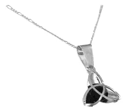 Collar Dije Triqueta Plata 925 Zirconia Negra Artesanal - Imagen 3