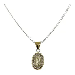 Collar Dije Virgen de Guadalupe Oro 10k Calado con Zirconia y Cadena - Imagen 1