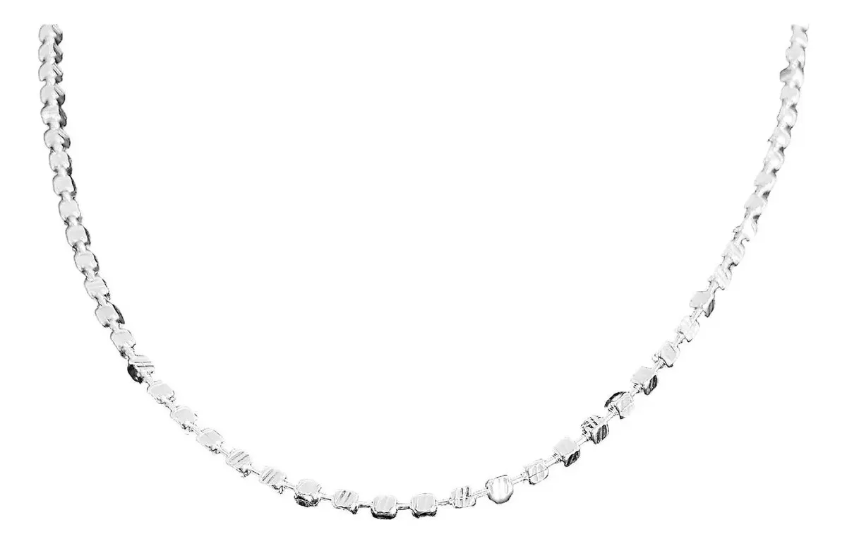 Collar gargantilla plata ley 925 diseño geométrico de cuadros italiana, con zirconia brillante, 40 cm. Joyería fina mexicana