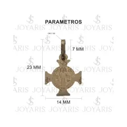 Collar Medalla Doble Vista Cruz San Benito Oro 10k - Imagen 2