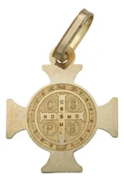Collar Medalla Doble Vista Cruz San Benito Oro 10k - Imagen 4