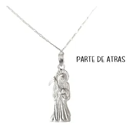 Collar Medalla Santa Muerte Hueca Plata Ley .925 Unisex - Imagen 2
