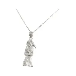 Collar Medalla Santa Muerte Hueca Plata Ley .925 Unisex - Imagen 3