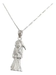 Collar Medalla Santa Muerte Hueca Plata Ley .925 Unisex - Imagen 3