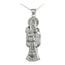 Collar Medalla Santa Muerte Plata 925 Diseño Calado Esotérico - Imagen 1