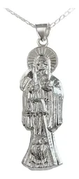 Collar Medalla Santa Muerte Plata 925 Diseño Calado Esotérico - Imagen 1