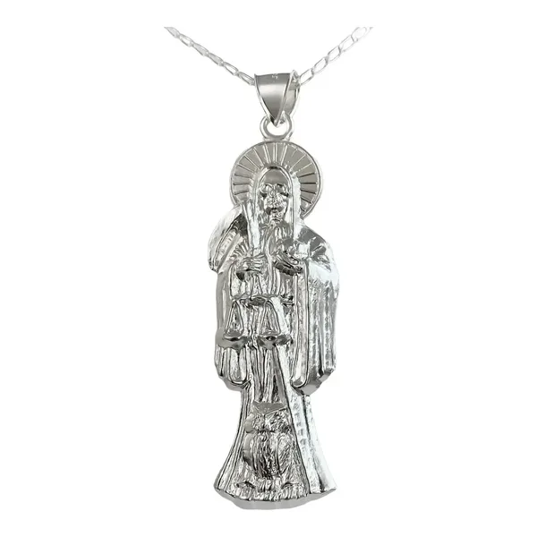 Collar Medalla Santa Muerte Plata 925 Diseño Calado Esotérico - Imagen 1
