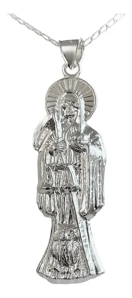 Collar Medalla Santa Muerte Plata 925 Diseño Calado Esotérico - Imagen 1
