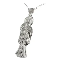 Collar Medalla Santa Muerte Plata 925 Diseño Calado Esotérico - Imagen 3