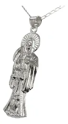 Collar Medalla Santa Muerte Plata 925 Diseño Calado Esotérico - Imagen 3