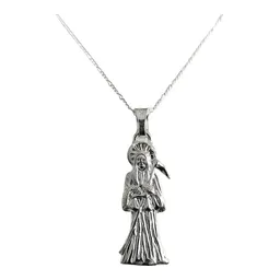 Collar Medalla Santa Muerte Plata 925 Diseño Hueco Plano - Imagen 1