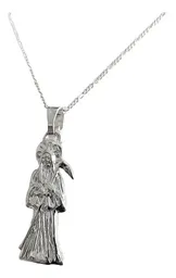 Collar Medalla Santa Muerte Plata 925 Diseño Hueco Plano - Imagen 2