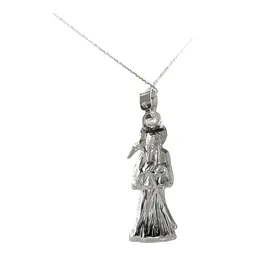Collar Medalla Santa Muerte Plata 925 Diseño Hueco Plano - Imagen 4