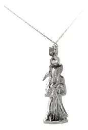 Collar Medalla Santa Muerte Plata 925 Diseño Hueco Plano - Imagen 4