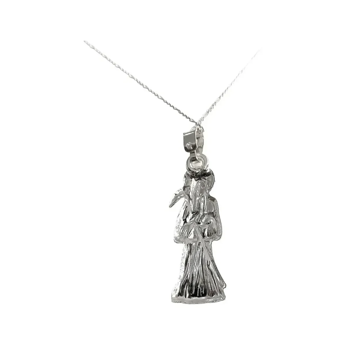 Collar Medalla Santa Muerte Plata 925 Diseño Hueco Plano - Imagen 4