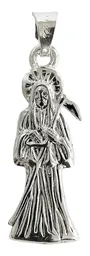 Collar Medalla Santa Muerte Plata 925 Diseño Hueco Plano - Imagen 5