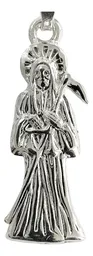 Collar Medalla Santa Muerte Plata 925 Diseño Hueco Plano - Imagen 6