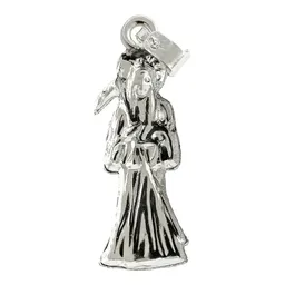 Collar Medalla Santa Muerte Plata 925 Diseño Hueco Plano - Imagen 7