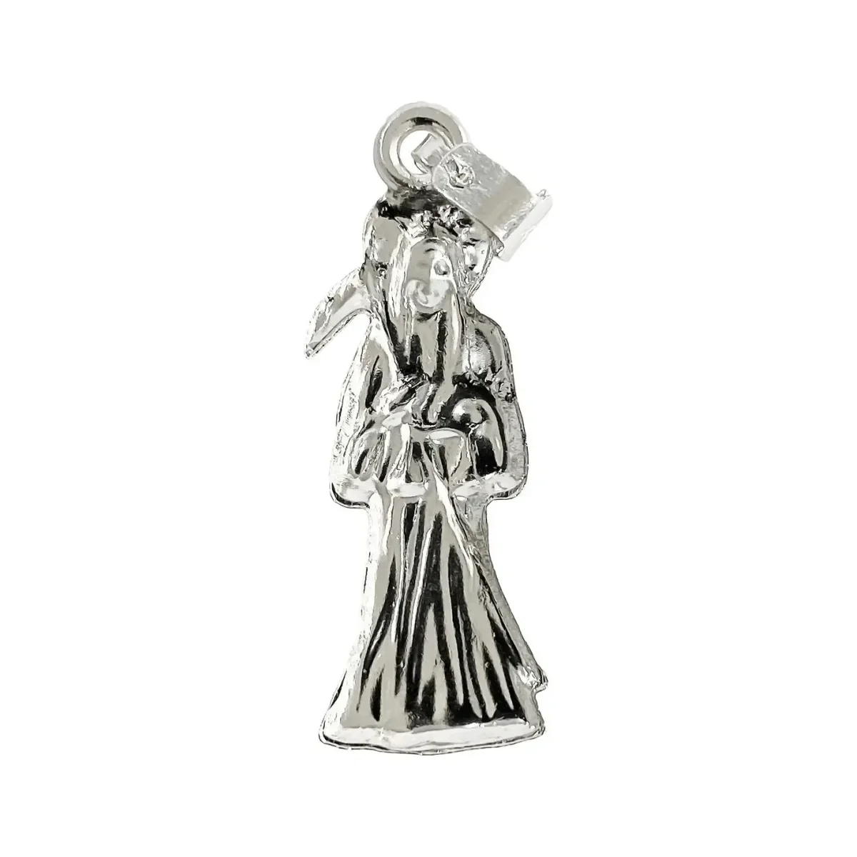 Collar Medalla Santa Muerte Plata 925 Diseño Hueco Plano - Imagen 7