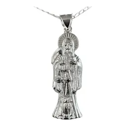Collar Medalla Santa Muerte Plata 925 Diseño Hueco Unisex - Imagen 1