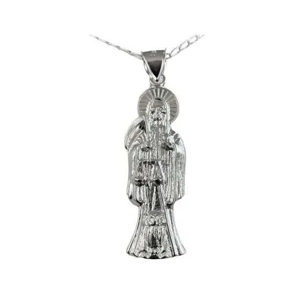 Collar Medalla Santa Muerte Plata 925 Diseño Hueco Unisex - Imagen 1