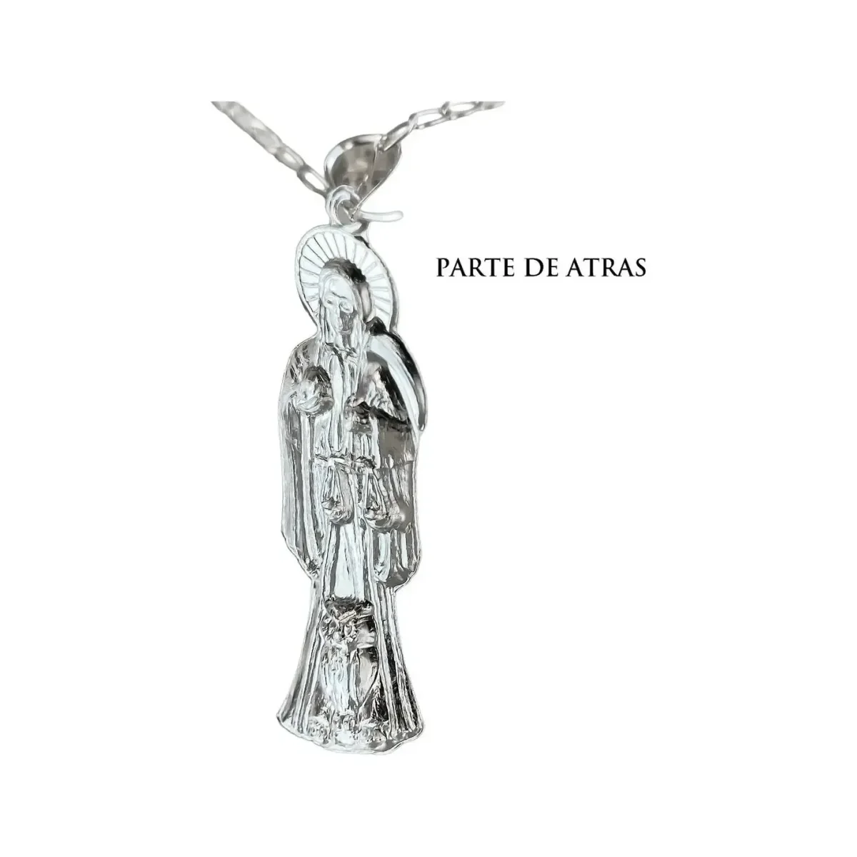 Collar Medalla Santa Muerte Plata 925 Diseño Hueco Unisex - Imagen 2