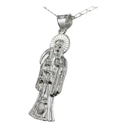 Collar Medalla Santa Muerte Plata 925 Diseño Hueco Unisex - Imagen 3