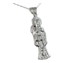 Collar Medalla Santa Muerte Plata 925 Diseño Hueco Unisex - Imagen 4
