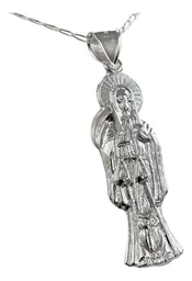 Collar Medalla Santa Muerte Plata 925 Diseño Hueco Unisex - Imagen 4