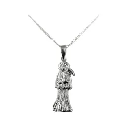 Collar Medalla Santa Muerte Plata Ley 925 Hueca Diseño Plano - Imagen 1
