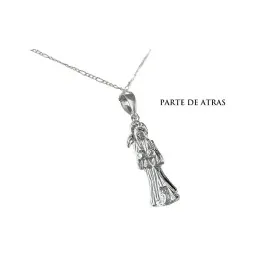 Collar Medalla Santa Muerte Plata Ley 925 Hueca Diseño Plano - Imagen 2