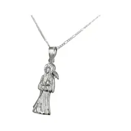 Collar Medalla Santa Muerte Plata Ley 925 Hueca Diseño Plano - Imagen 4