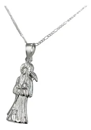 Collar Medalla Santa Muerte Plata Ley 925 Hueca Diseño Plano - Imagen 4