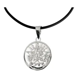 Collar Medalla Tetragramaton Plata 925 con Cadena de Caucho - Imagen 1