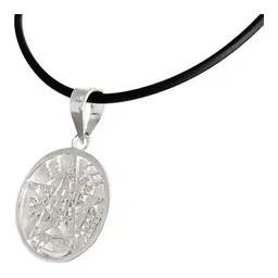 Collar Medalla Tetragramaton Plata 925 con Cadena de Caucho - Imagen 2