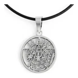 Collar Medalla Tetragramaton Plata 925 con Cadena de Caucho - Imagen 3