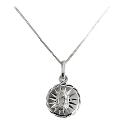 Collar Medalla Virgen Guadalupe Plata 925 Diamantada - Imagen 1