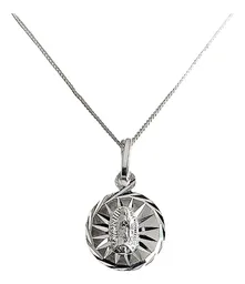 Collar Medalla Virgen Guadalupe Plata 925 Diamantada - Imagen 1