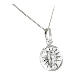 Collar Medalla Virgen Guadalupe Plata 925 Diamantada - Imagen 2