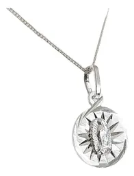 Collar Medalla Virgen Guadalupe Plata 925 Diamantada - Imagen 2