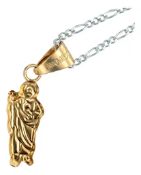 Collar Mini San Judas Esmaltado Verde Oro 10k - Imagen 3