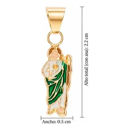 Collar Mini San Judas Esmaltado Verde Oro 10k - Imagen 4