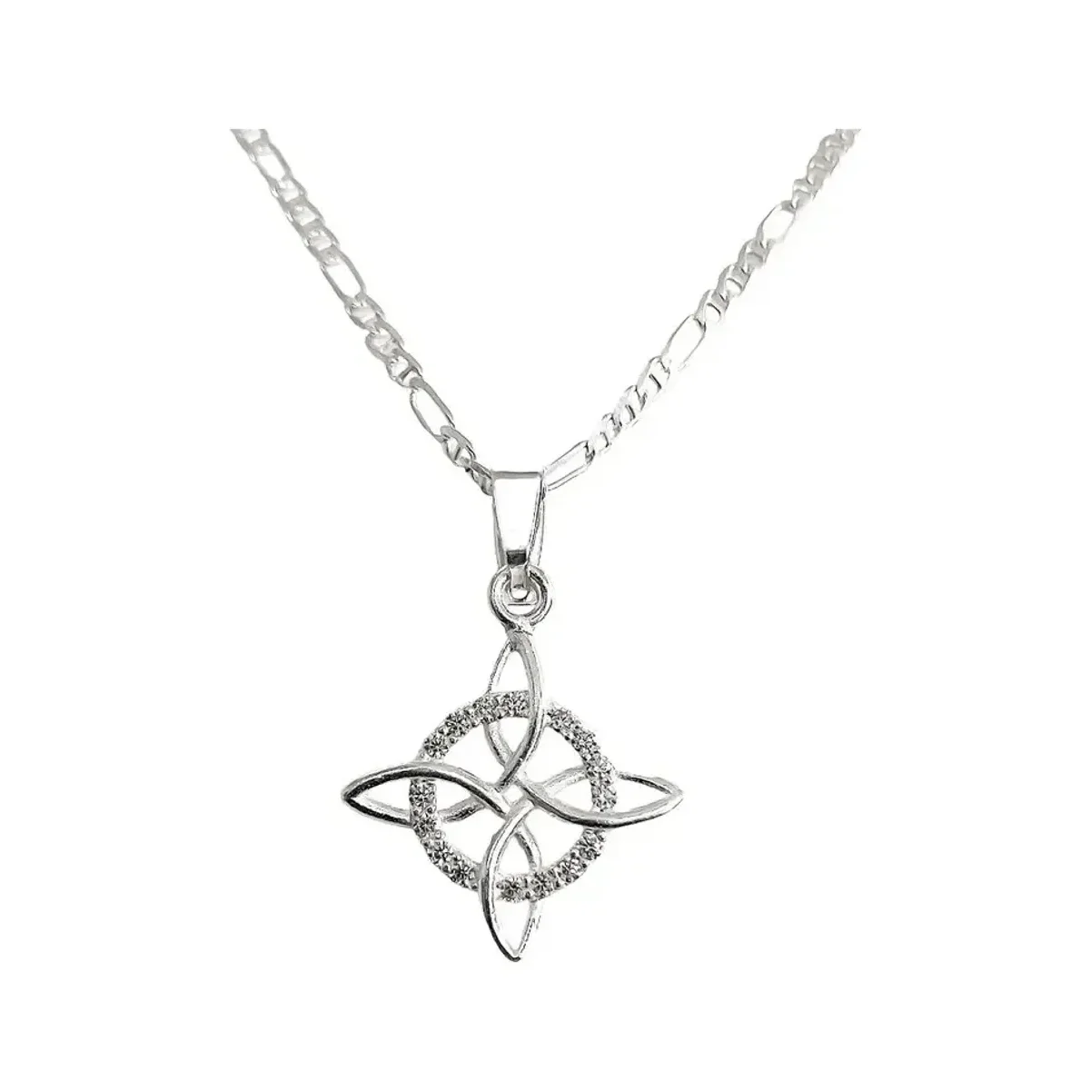 Collar Cadena Figaro 3x1 Plata 925 con Zirconia Blanca - Joyaris joyería fina mexicana
