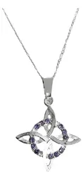 Collar Nudo Bruja Plano Plata 925 Zirconia Morada con Cadena Figaro 3x1 - Imagen 1