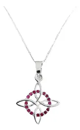 Collar Nudo Bruja Plata 925 con Zirconias Rosas y Cadena Figaro - Imagen 1