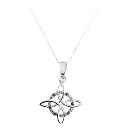 Collar Nudo Bruja Plata 925 con Zirconias y Cadena Figaro - Imagen 1