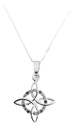 Collar Nudo Bruja Plata 925 con Zirconias y Cadena Figaro - Imagen 1